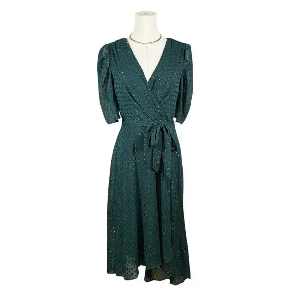 glitter vintage dress Wrap Style Sequin Midi Dress - Green